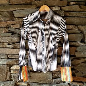 PINK by Thomas Pink Striped Button Down with French Cuffs size US 6